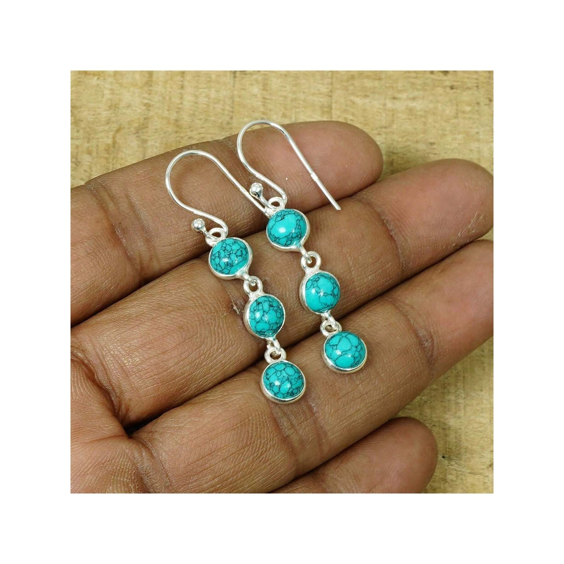 925 Silver Gemstone 1 Pair Earring Malachite Onyx Carnelian Rose Quartz Hook